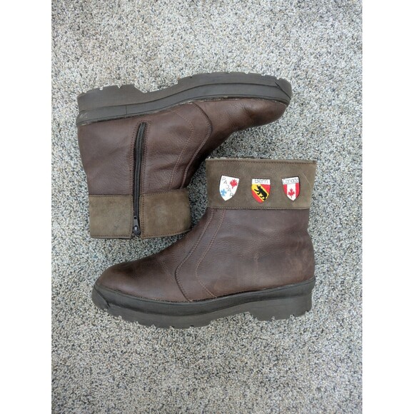 Pajar Canada Women's/ Men's Brown Leather  Tracker Side Zip Sherpa Lined Patches - Picture 5 of 11